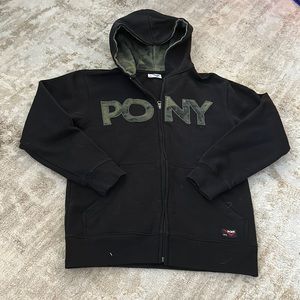 PONY zip up kids M 10/12 black with camo